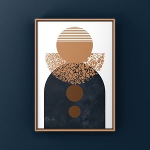 Scandinavian modern MCM boho abstract art print